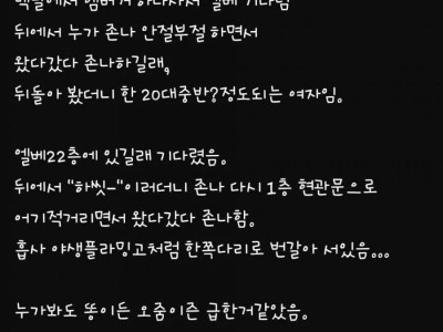 엘베 안에서 똥싸는거 직관함