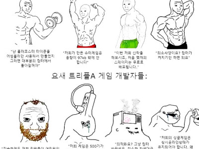옛날 게임 개발자 vs 요즘 게임 개발자.jpg
